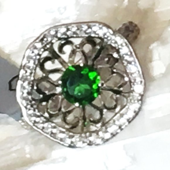 Chrome Diopside Nest Ring .925 Sterling Silver Natural Gemstones Concave - Picture 16 of 16